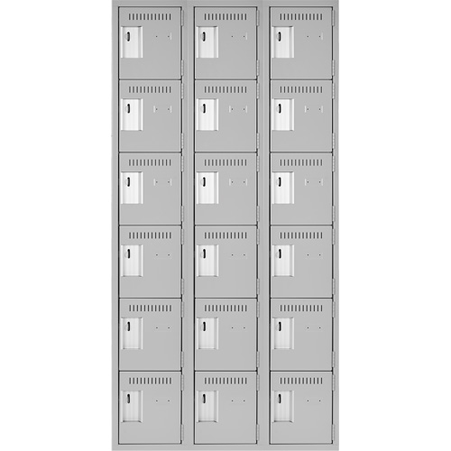 Clean Line Lockerettes, 6 -tier, Bank of 3, 36" x 18" x 72", Steel, Grey, Rivet (Assembled) Nia-Chem Ltd.
