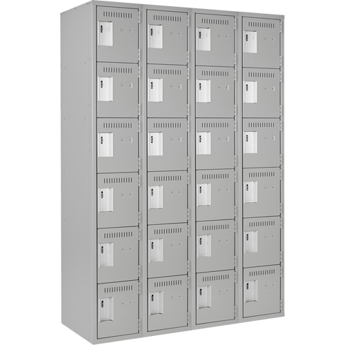 Clean Line Lockerettes, 6 -tier, Bank of 4, 48" x 18" x 72", Steel, Grey, Rivet (Assembled) Nia-Chem Ltd.