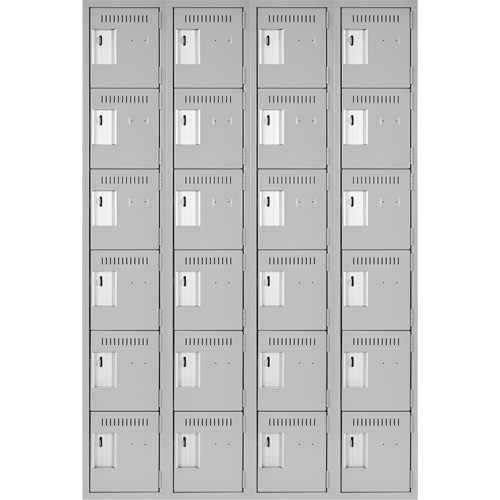 Clean Line Lockerettes, 6 -tier, Bank of 4, 48" x 18" x 72", Steel, Grey, Rivet (Assembled) Nia-Chem Ltd.
