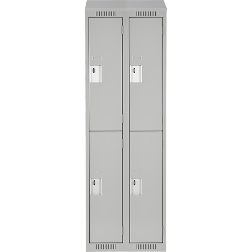 Clean Line Lockers, 2 -tier, Bank of 2, 24" x 18" x 78", Steel, Grey, Rivet (Assembled) Nia-Chem Ltd.