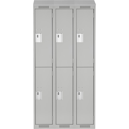 Clean Line Lockers, 2 -tier, Bank of 3, 36" x 18" x 78", Steel, Grey, Rivet (Assembled) Nia-Chem Ltd.