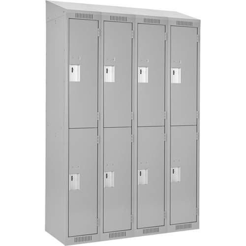 Clean Line Lockers, 2 -tier, Bank of 4, 48" x 18" x 78", Steel, Grey, Rivet (Assembled) Nia-Chem Ltd.