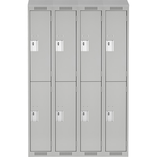 Clean Line Lockers, 2 -tier, Bank of 4, 48" x 18" x 78", Steel, Grey, Rivet (Assembled) Nia-Chem Ltd.