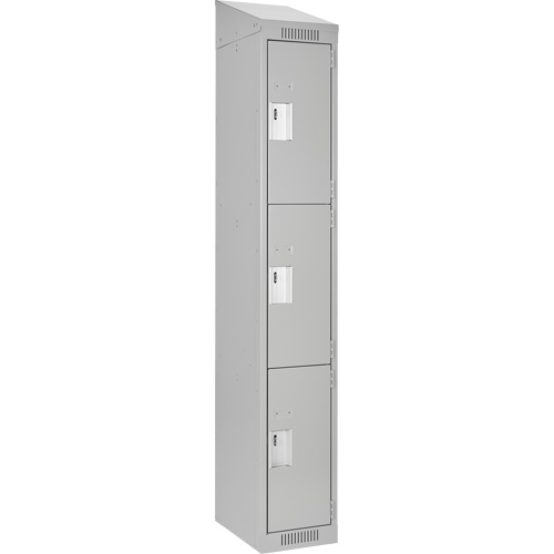 Clean Line Lockers, 3 -tier, 12" x 18" x 78", Steel, Grey, Rivet (Assembled) Nia-Chem Ltd.