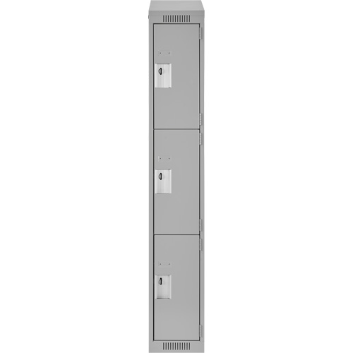 Clean Line Lockers, 3 -tier, 12" x 18" x 78", Steel, Grey, Rivet (Assembled) Nia-Chem Ltd.