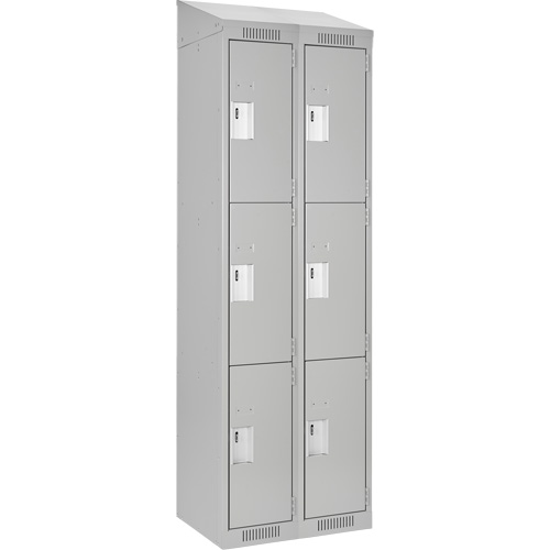 Clean Line Lockers, 3 -tier, Bank of 2, 24" x 18" x 78", Steel, Grey, Rivet (Assembled) Nia-Chem Ltd.