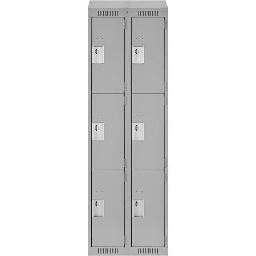 Clean Line Lockers, 3 -tier, Bank of 2, 24" x 18" x 78", Steel, Grey, Rivet (Assembled) Nia-Chem Ltd.