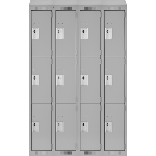 Clean Line Lockers, 3 -tier, Bank of 4, 48" x 18" x 78", Steel, Grey, Rivet (Assembled) Nia-Chem Ltd.