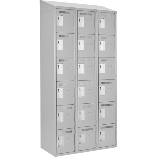 Clean Line Lockerette , 6 -tier, Bank of 3, 36" x 18" x 78", Steel, Grey, Rivet (Assembled) Nia-Chem Ltd.