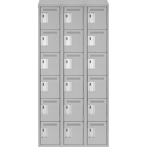 Clean Line Lockerette , 6 -tier, Bank of 3, 36" x 18" x 78", Steel, Grey, Rivet (Assembled) Nia-Chem Ltd.