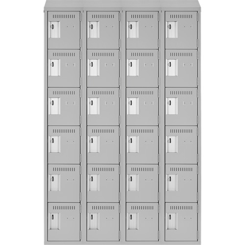 Clean Line Lockerette , 6 -tier, Bank of 4, 48" x 18" x 78", Steel, Grey, Rivet (Assembled) Nia-Chem Ltd.