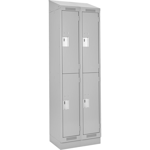 Clean Line Lockers, 2 -tier, Bank of 2, 24" x 18" x 82", Steel, Grey, Rivet (Assembled) Nia-Chem Ltd.