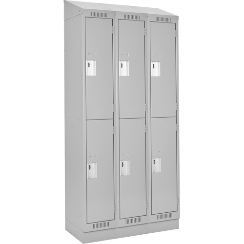 Clean Line Lockers, 2 -tier, Bank of 3, 36" x 18" x 82", Steel, Grey, Rivet (Assembled) Nia-Chem Ltd.