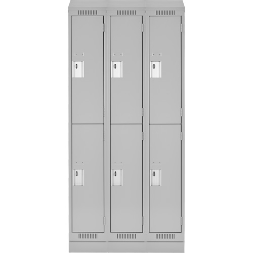 Clean Line Lockers, 2 -tier, Bank of 3, 36" x 18" x 82", Steel, Grey, Rivet (Assembled) Nia-Chem Ltd.