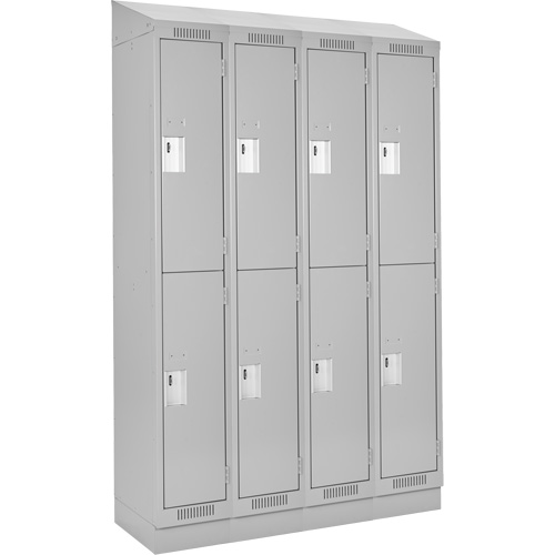 Clean Line Lockers, 2 -tier, Bank of 4, 48" x 18" x 82", Steel, Grey, Rivet (Assembled) Nia-Chem Ltd.