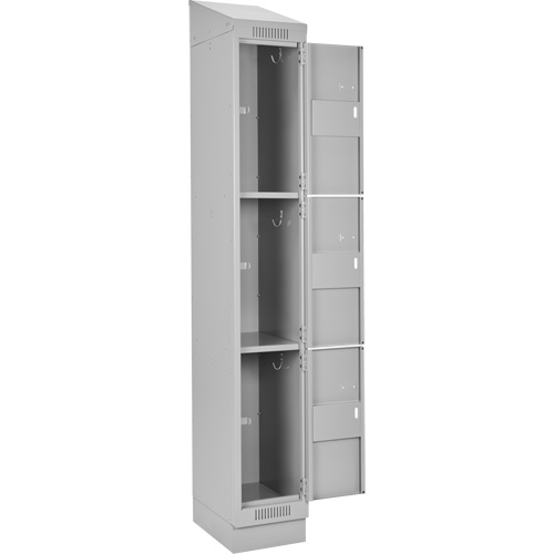 Clean Line Lockers, 3 -tier, Bank of 3, 36" x 18" x 82", Steel, Grey, Rivet (Assembled) Nia-Chem Ltd.