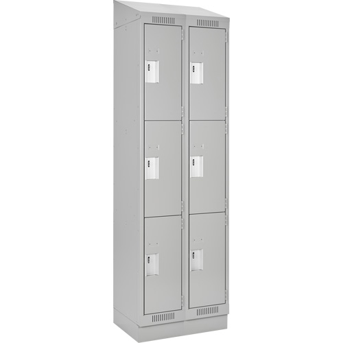 Clean Line Lockers, 3 -tier, Bank of 2, 24" x 18" x 82", Steel, Grey, Rivet (Assembled) Nia-Chem Ltd.