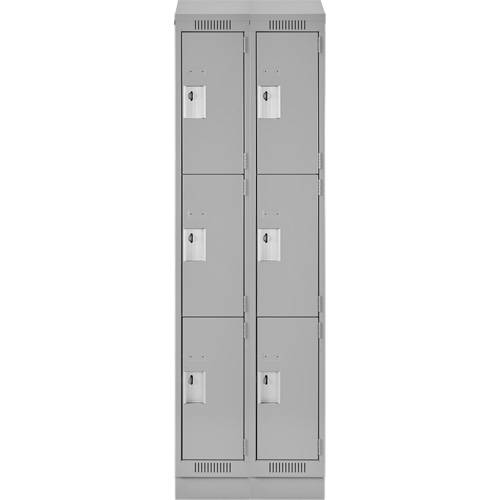 Clean Line Lockers, 3 -tier, Bank of 2, 24" x 18" x 82", Steel, Grey, Rivet (Assembled) Nia-Chem Ltd.