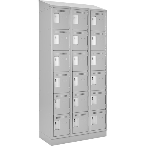 Clean Line Lockerette, 6 -tier, Bank of 3, 36" x 18" x 82", Steel, Grey, Rivet (Assembled) Nia-Chem Ltd.