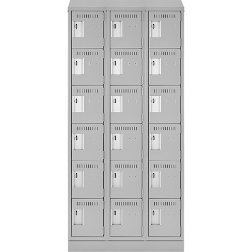 Clean Line Lockerette, 6 -tier, Bank of 3, 36" x 18" x 82", Steel, Grey, Rivet (Assembled) Nia-Chem Ltd.