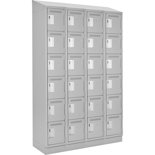 Clean Line Lockerette, 6 -tier, Bank of 4, 48" x 18" x 82", Steel, Grey, Rivet (Assembled) Nia-Chem Ltd.