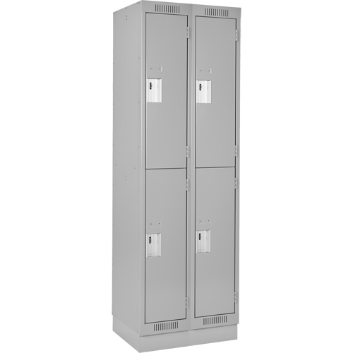 Clean Line Lockers, 2 -tier, Bank of 2, 24" x 18" x 76", Steel, Grey, Rivet (Assembled) Nia-Chem Ltd.
