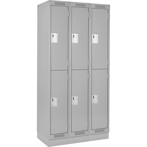 Clean Line Lockers, 2 -tier, Bank of 3, 36" x 18" x 76", Steel, Grey, Rivet (Assembled) Nia-Chem Ltd.