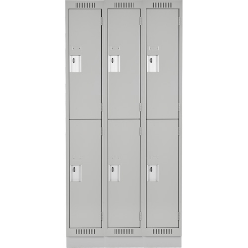 Clean Line Lockers, 2 -tier, Bank of 3, 36" x 18" x 76", Steel, Grey, Rivet (Assembled) Nia-Chem Ltd.