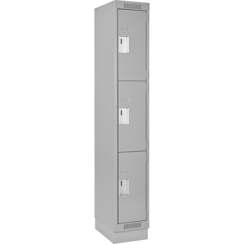 Clean Line Lockers, 3 -tier, 12" x 18" x 76", Steel, Grey, Rivet (Assembled) Nia-Chem Ltd.