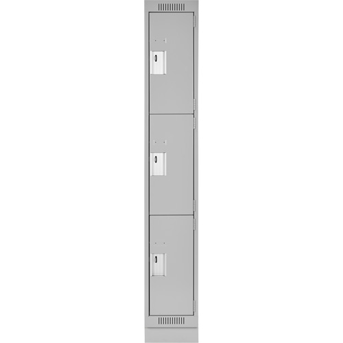 Clean Line Lockers, 3 -tier, 12" x 18" x 76", Steel, Grey, Rivet (Assembled) Nia-Chem Ltd.
