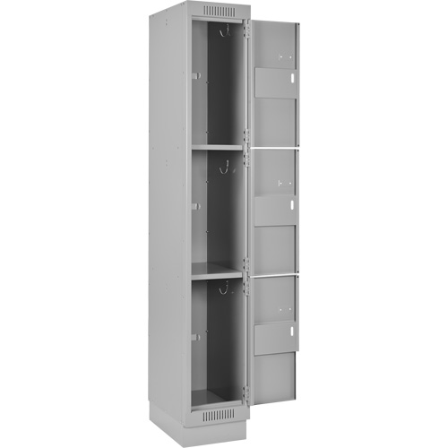 Clean Line Lockers, 3 -tier, Bank of 4, 48" x 18" x 76", Steel, Grey, Rivet (Assembled) Nia-Chem Ltd.
