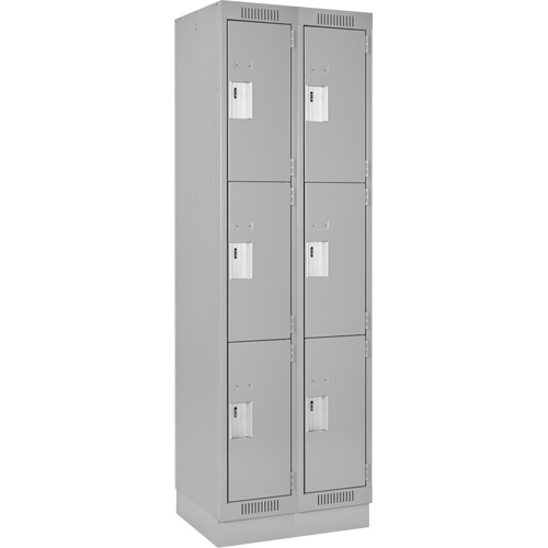 Clean Line Lockers, 3 -tier, Bank of 2, 24" x 18" x 76", Steel, Grey, Rivet (Assembled) Nia-Chem Ltd.