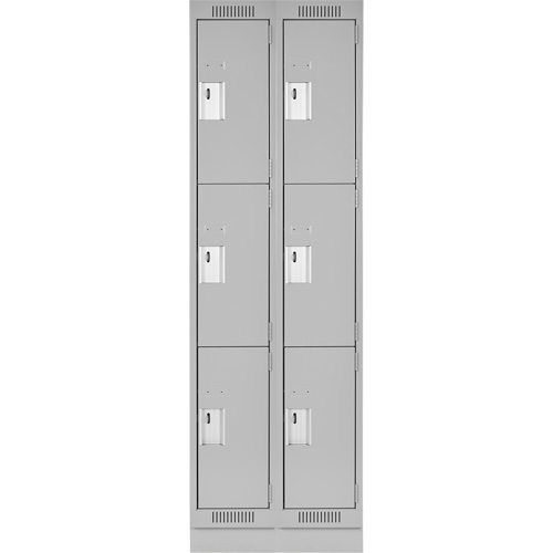 Clean Line Lockers, 3 -tier, Bank of 2, 24" x 18" x 76", Steel, Grey, Rivet (Assembled) Nia-Chem Ltd.