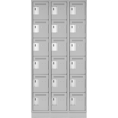 Clean Line Lockerette, 6 -tier, Bank of 3, 36" x 18" x 76", Steel, Grey, Rivet (Assembled) Nia-Chem Ltd.