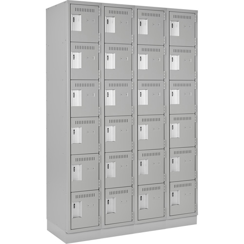 Clean Line Lockerette, 6 -tier, Bank of 4, 48" x 18" x 76", Steel, Grey, Rivet (Assembled) Nia-Chem Ltd.