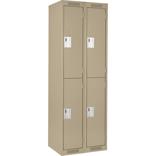 Clean Line Lockers, 2 -tier, Bank of 2, 24" x 18" x 72", Steel, Beige, Rivet (Assembled) Nia-Chem Ltd.