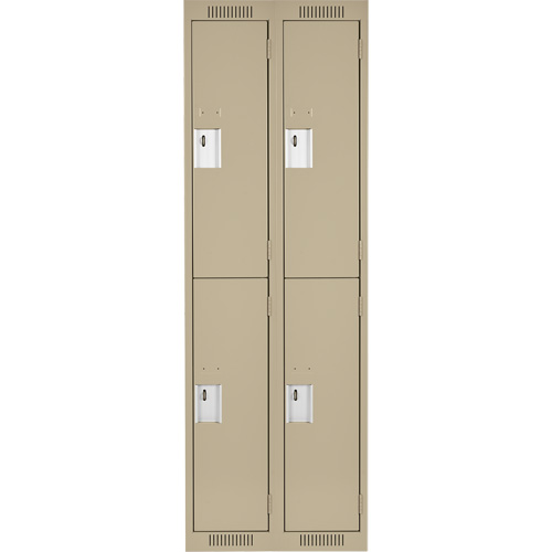 Clean Line Lockers, 2 -tier, Bank of 2, 24" x 18" x 72", Steel, Beige, Rivet (Assembled) Nia-Chem Ltd.