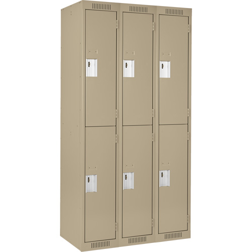 Clean Line Lockers, 2 -tier, Bank of 3, 36" x 18" x 72", Steel, Beige, Rivet (Assembled) Nia-Chem Ltd.