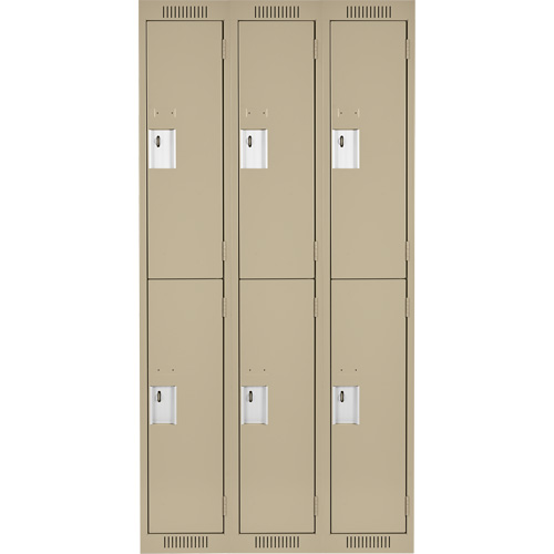 Clean Line Lockers, 2 -tier, Bank of 3, 36" x 18" x 72", Steel, Beige, Rivet (Assembled) Nia-Chem Ltd.