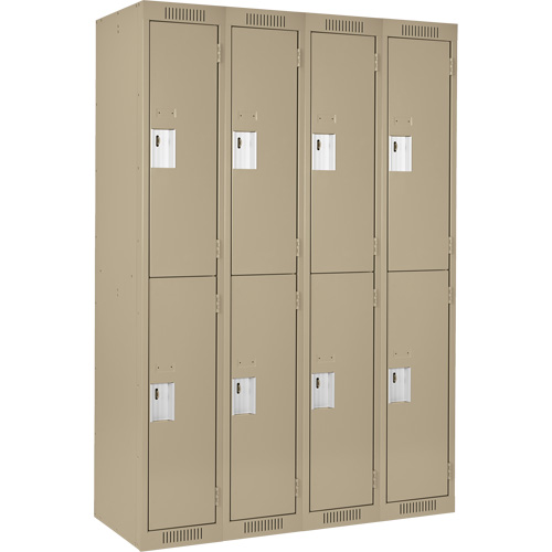 Clean Line Lockers, 2 -tier, Bank of 4, 48" x 18" x 72", Steel, Beige, Rivet (Assembled) Nia-Chem Ltd.