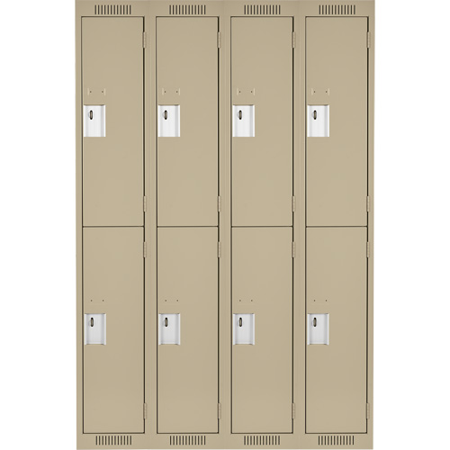 Clean Line Lockers, 2 -tier, Bank of 4, 48" x 18" x 72", Steel, Beige, Rivet (Assembled) Nia-Chem Ltd.