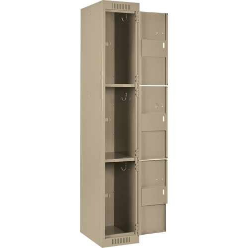 Clean Line Lockers, 3 -tier, Bank of 3, 36" x 18" x 72", Steel, Beige, Rivet (Assembled) Nia-Chem Ltd.