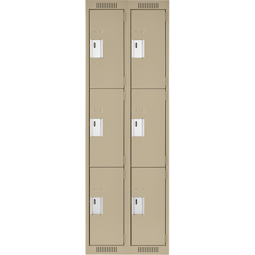 Clean Line Lockers, 3 -tier, Bank of 2, 24" x 18" x 72", Steel, Beige, Rivet (Assembled) Nia-Chem Ltd.