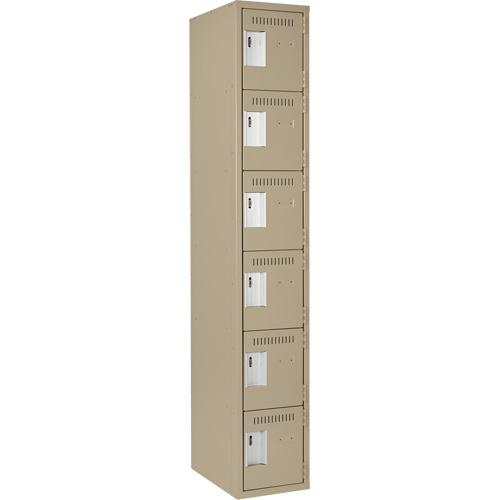 Clean Line Lockerette, 6 -tier, 12" x 18" x 72", Steel, Beige, Rivet (Assembled) Nia-Chem Ltd.