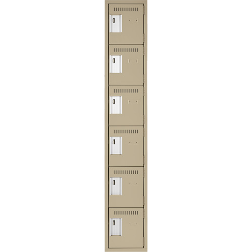 Clean Line Lockerette, 6 -tier, 12" x 18" x 72", Steel, Beige, Rivet (Assembled) Nia-Chem Ltd.