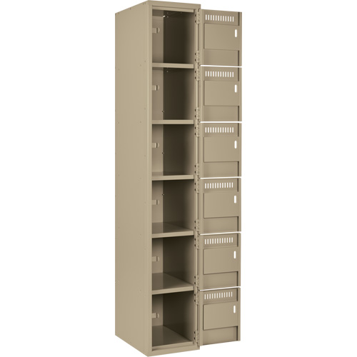 Clean Line Lockerette, 6 -tier, Bank of 3, 36" x 18" x 72", Steel, Beige, Rivet (Assembled) Nia-Chem Ltd.