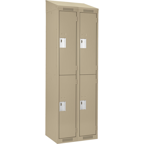 Clean Line Lockers, 2 -tier, Bank of 2, 24" x 18" x 78", Steel, Beige, Rivet (Assembled) Nia-Chem Ltd.