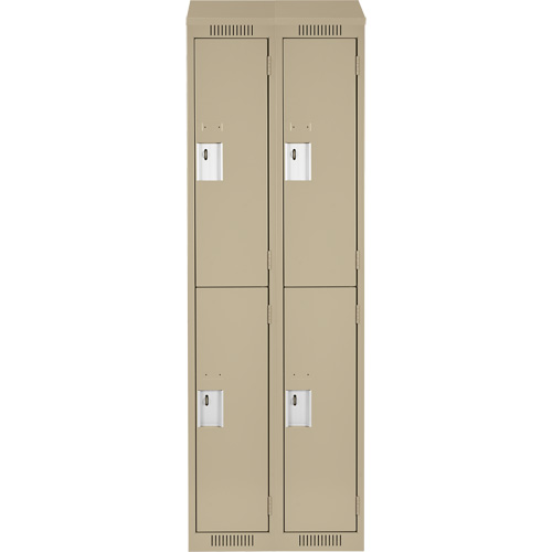 Clean Line Lockers, 2 -tier, Bank of 2, 24" x 18" x 78", Steel, Beige, Rivet (Assembled) Nia-Chem Ltd.