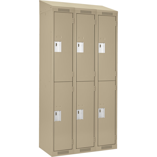 Clean Line Lockers, 2 -tier, Bank of 3, 36" x 18" x 78", Steel, Beige, Rivet (Assembled) Nia-Chem Ltd.