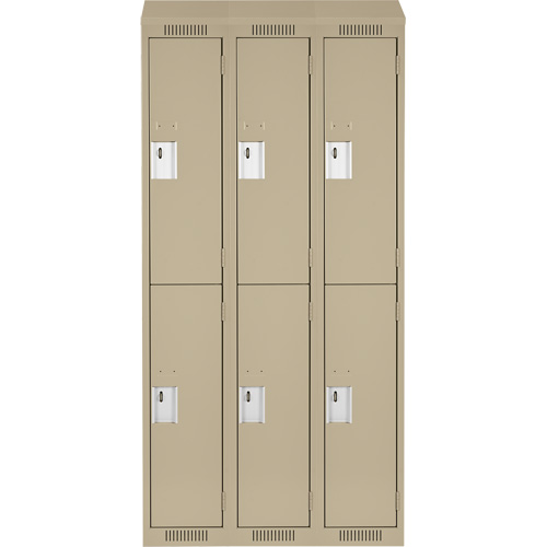 Clean Line Lockers, 2 -tier, Bank of 3, 36" x 18" x 78", Steel, Beige, Rivet (Assembled) Nia-Chem Ltd.